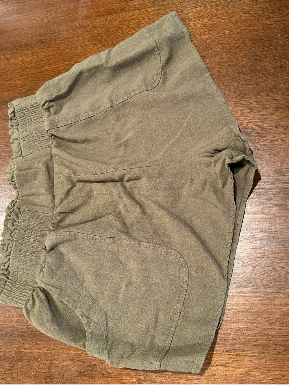 Olive Green Elastic-Waist Casual Shorts women’s large